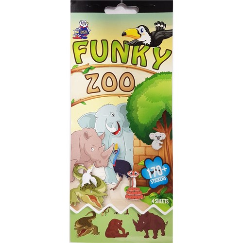 Tim The Toyman Funky Zoo 170+ Stickers/ 4 Sheets - Theodist